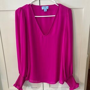CeCe Fuchsia V-Neck Blouse